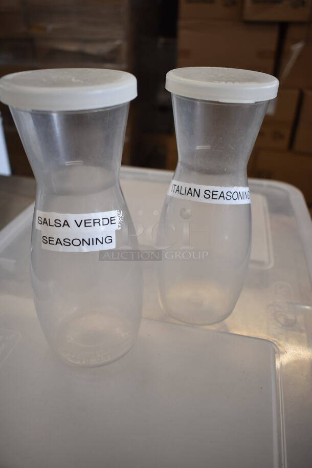 Lot of 17 Clear Poly Bottles and Lids in Clear Bin - Image 2 of 2