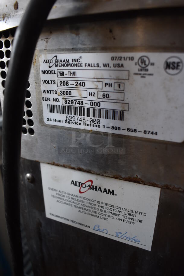 2010 Alto Shaam 750-TH/II Stainless Steel Commercial Undercounter Warming Holding Cabinet on Commercial Casters. 208-240 Volts, 1 Phase. 26x32x33.5 - Image 7 of 7