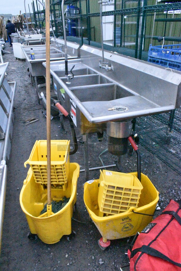 2 Yellow Poly Mop Bucket w/ Wringing Attachment on Commercial Casters. 2 Times Your Bid! - Image 1 of 10