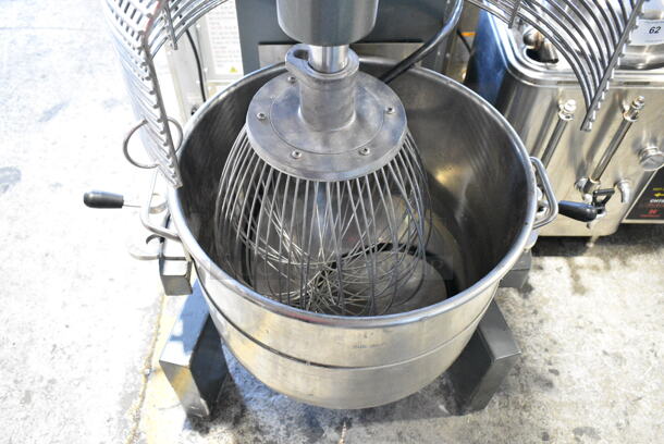 Avantco MX60 Metal Commercial Floor Style 60 Quart Planetary Dough Mixer w/ Stainless Steel Mixing Bowl, Bowl Guard and Whisk Attachment. 240 Volts, 3 Phase.  - Image 3 of 7