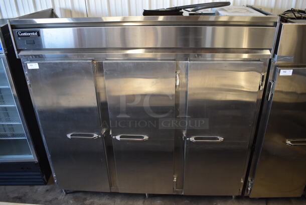 Continental DL3RE-SS Stainless Steel Commercial 3 Door Reach In Cooler. Tested and Working!