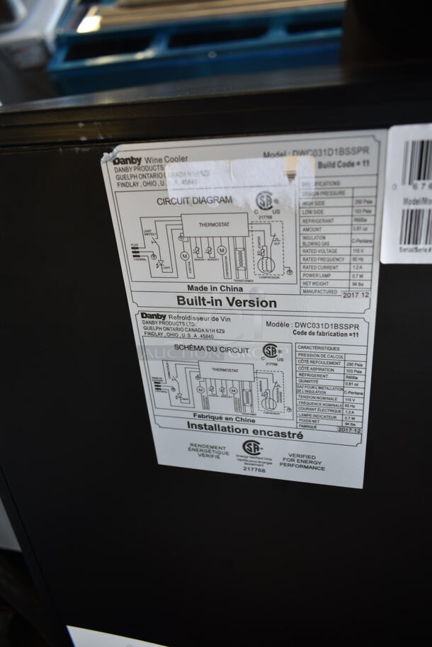 BRAND NEW SCRATCH AND DENT! Danby DWC031D1BSSPR Silhouette Stainless Steel Built-In 28 Bottle Wine Cooler Merchandiser. 115 Volts, 1 Phase. Tested And Working!
 - Image 4 of 4
