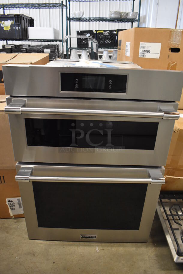 BRAND NEW SCRATCH AND DENT! Frigidaire Electrolux PCWM3080AF Stainless Steel Electric Powered Double Stack Convection Oven w/ View Through Doors. 120-240 vOLTS. 30x28X41.5 - Image 1 of 11