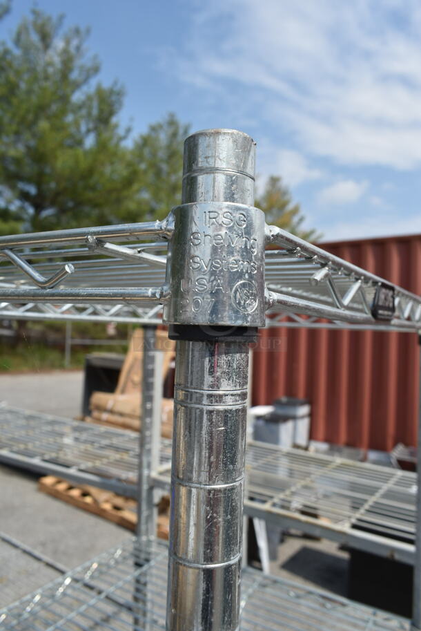 Chrome Finish 4 Tier Wire Shelving Unit on Commercial Casters w/ Contents Including White Poly Bins. BUYER MUST DISMANTLE. PCI CANNOT DISMANTLE FOR SHIPPING. PLEASE CONSIDER FREIGHT CHARGES. - Image 6 of 6