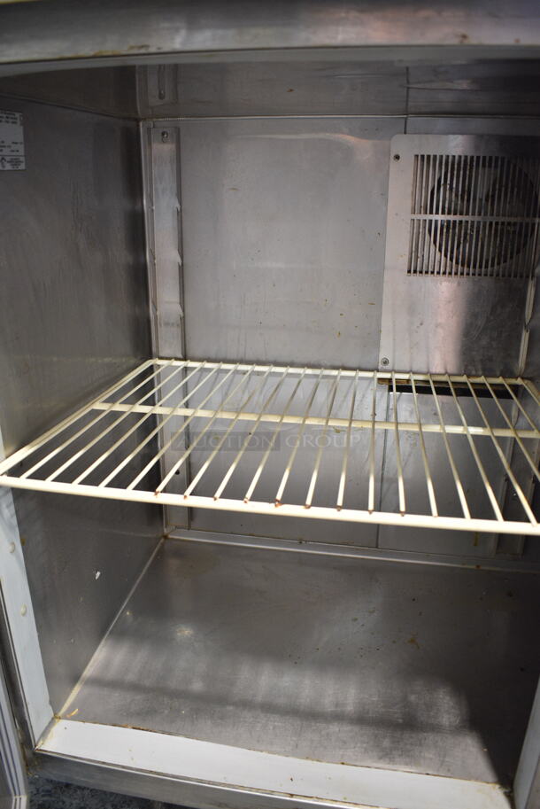 Duke RUF-48 Stainless Steel Commercial 2 Door Work Top Cooler w/ Nemco Vegetable Slicer on Mount. 120 Volts, 1 Phase. Tested and Working! - Image 5 of 9
