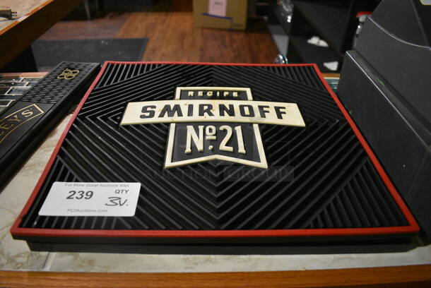 3 Various Black Bar Mats; Smirnoff Ketel One. Includes 16.5x16.5x0.5. 3 Times Your Bid! (bar)