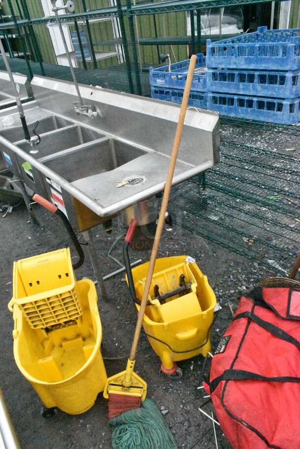 2 Yellow Poly Mop Bucket w/ Wringing Attachment on Commercial Casters. 2 Times Your Bid! - Image 9 of 10