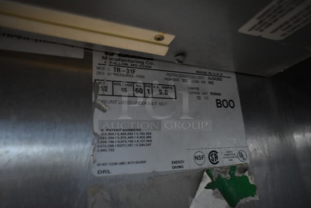 True TR-31F Stainless Steel Commercial Single Door Reach In Freezer w/ Metal Racks on Commercial Casters. 115 Volts, 1 Phase. Tested and Working! - Image 6 of 6