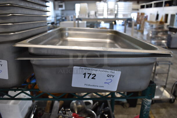 2 Stainless Steel Full Size Drop In Bins. 1/1x2.5. 2 Times Your Bid!