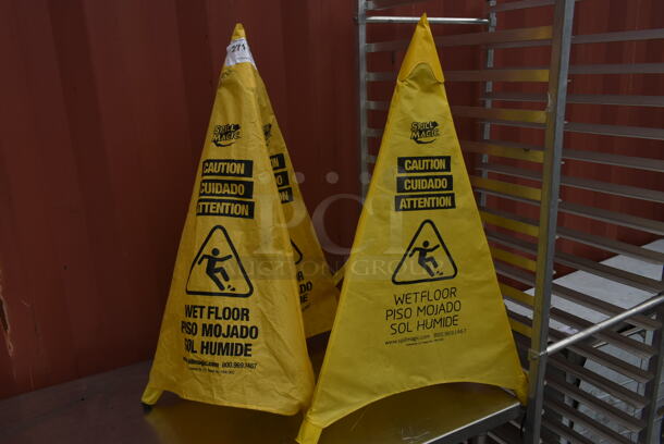 2 Yellow Caution Pop Up Signs. 2 Times Your Bid!