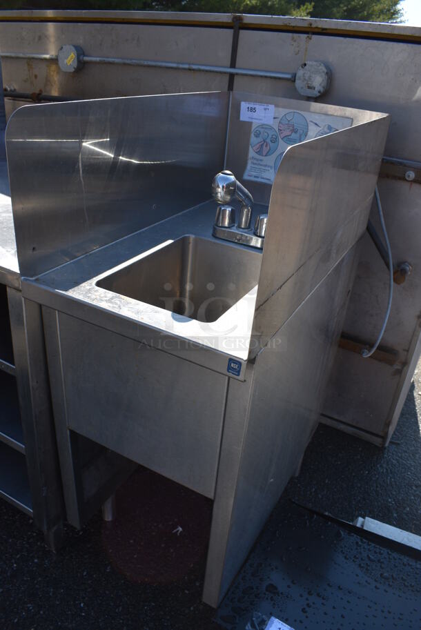 Stainless Steel Commercial Single Bay Sink w/ Faucet, Handles and Side Splash Guards. 18x32x46. Bay 10x14x9 - Image 4 of 4