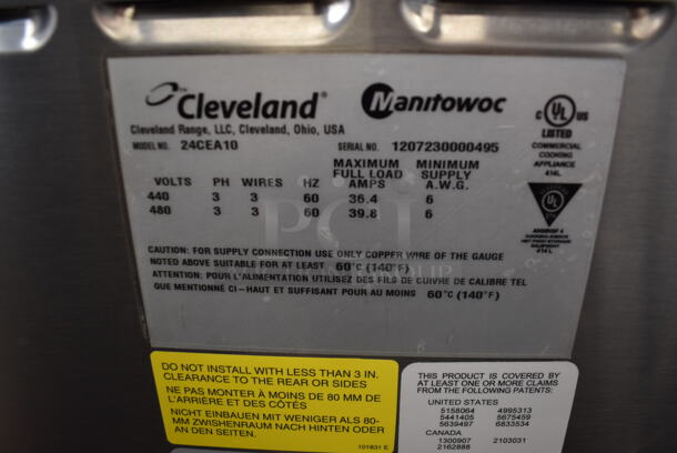2012 Cleveland 24CEA10 Commercial Stainless Steel Convection Steamer Cabinet With Pan Racks. 440-480V, 3 Phase. - Image 6 of 6
