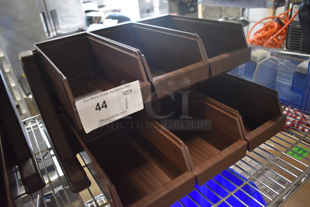 Camel Brown Poly Countertop Stand w/ 6 Bins. 18x18x9.5 - Image 4 of 4