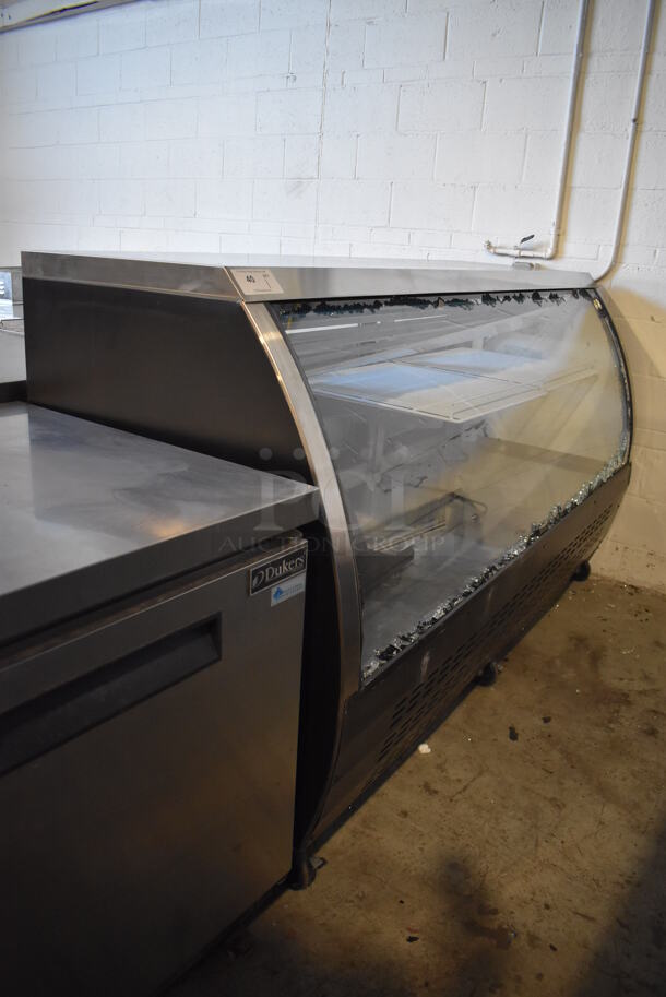 Chef AAA DC200-HC-BK Stainless Steel Commercial Refrigerated Display Case Merchandiser on Commercial Casters. See Pictures For Outer Glass Damage. 82x33x48. Tested and Does Not Power On - Image 4 of 8