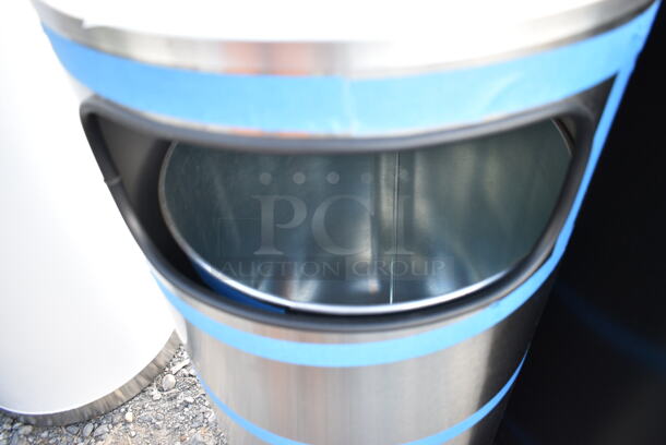 3 BRAND NEW SCRATCH AND DENT! Trash Cans Including Metal White Can, Stainless Steel Can and Black Poly Can. 3 Times Your Bid! - Image 9 of 9