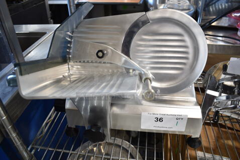 Omcan 195F Stainless Steel Commercial Countertop Meat Slicer. 115 Volts, 1 Phase. Tested and Working! 