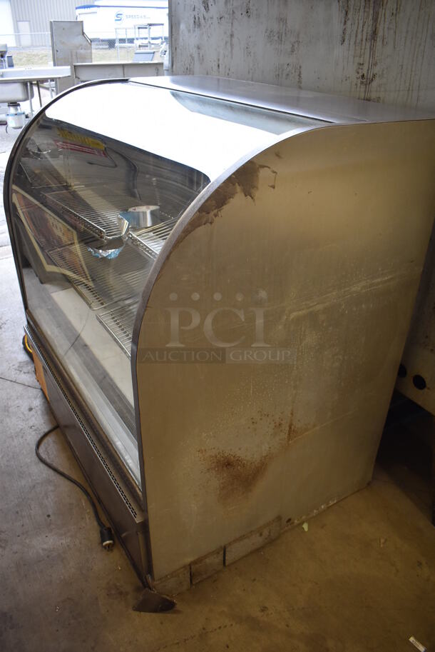 Stainless Steel Commercial Floor Style Refrigerated Deli Display Case Merchandiser w/ Racks. 48x35x50. Tested and Powers On But Does Not Get Cold - Image 3 of 4