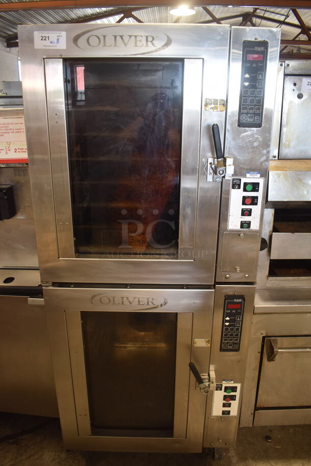 2 Oliver 690-NC2 Stainless Steel Commercial Electric Powered Convection Oven on Commercial Casters. 208 Volts, 3 Phase. 2 Times Your Bid!