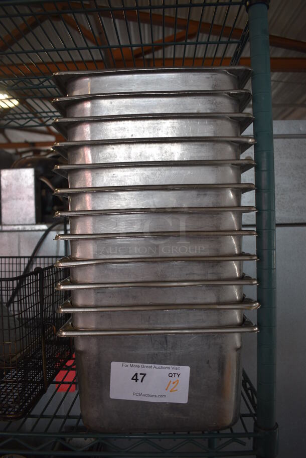 12 Stainless Steel 1/2 Size Drop In Bins. 1/2x6. 12 Times Your Bid!