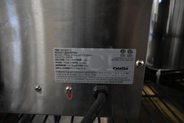 BRAND NEW SCRATCH AND DENT! Estella 348WBMP1A Stainless Steel Commercial Countertop Press-Style Belgian Waffle Maker. 120 Volts, 1 Phase. Tested and Working! - Image 8 of 8