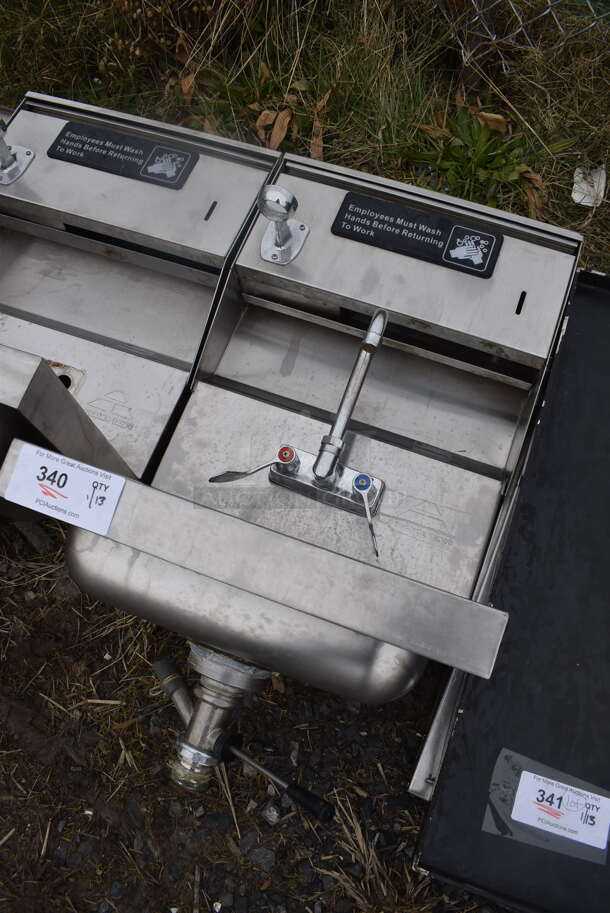 Advance Tabco Stainless Steel Commercial Single Bay Wall Mount Sink w/ Faucet and Handles. 17x16x38 - Image 2 of 6