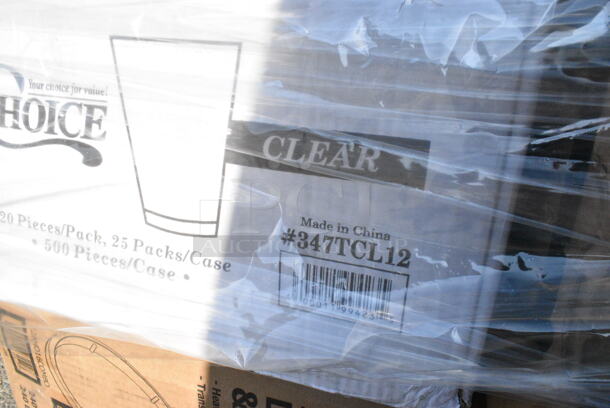 31 BRAND NEW Boxes Including 760IC08W Frozen Yogurt Cups Choice 8oz, 394325M Noble NexGen Powder-Free Disposable Blue Hybrid 3 Mil Thick Gloves M, 966UPWIDEB-500 OneUp by Choice White 2-Ply Wide Interfold 6 1/2" x 8 1/2" Dispenser Napkin - 6000/Case, 795PTOKFT3 Choice Kraft Microwavable Folded Paper #3 Take-Out Container 7 3/4" x 5 1/2" x 2 1/2", 150LFFBAG Carnival King 5" x 1" x 4" Large Kraft French Fry Bag - 2000/Case, 347TCL12 Choice 12 oz. Clear Disposable Plastic Tumbler - 500/Case, 128HD16COMBO Choice Heavy Duty 16 oz. Microwavable Translucent Plastic Deli Container and Lid Combo Pack - 240/Case, 127CH16F Choice 16 oz. Clear RPET Tall Hinged Deli Container - 200/Case, 2 Box 395RP07 EcoChoice Compostable Sugarcane / Bagasse 7" Plate - 1000/Case, 127CH08 Choice 8 oz. Clear RPET Tall Hinged Deli Container - 200/Case, 500CFT Lavex White C-Fold Standard Weight Towel - 2400/Case, 395TO881 EcoChoice 8" x 8" x 3" Compostable Sugarcane / Bagasse 1 Compartment Take-Out Box - 200/Case, 160TCPR83WH Choice 83" Round White Seamless 100% Spun Polyester Hemmed Cloth Table Cover, 347TCL12 Choice 12 oz. Clear Disposable Plastic Tumbler - 500/Case, Stolzle 3770002T Revolution 13 oz. White Wine Glass - 6/Pack, 182PB1824 Choice 18" x 24" Plastic Produce Bag on a Roll - 4/Case, 3 Box Fineline 3311-BK Platter Pleasers 9 1/4" Black Heavy-Duty Disposable Plastic Scalloped Serving Tongs - 24/Case. 31 Times Your Bid!  - Image 10 of 12