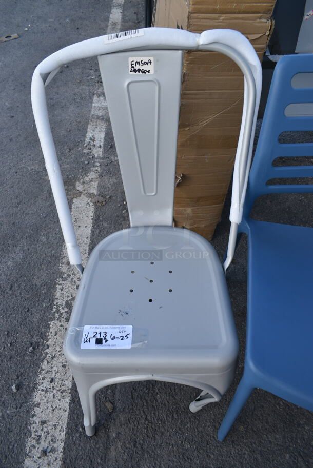 2 BRAND NEW SCRATCH AND DENT! Chairs; 427CRESINSBL Blue Poly Louise Chair and Lancaster Table & Seating 164CMCAFESIL Alloy Series Silver Outdoor Cafe Chair. 2 Times Your Bid! - Image 5 of 7