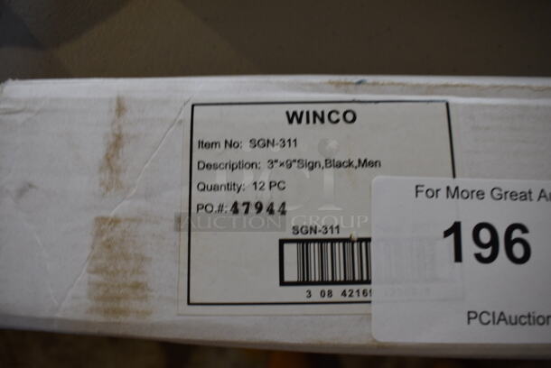 12 BRAND NEW IN BOX! Winco SGN-311 Men Bathroom Signs. 9x3. 12 Times Your Bid! - Image 3 of 3