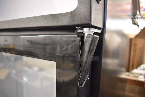 BRAND NEW SCRATCH AND DENT! KoolMore MDR-2GD-42C Metal Commercial 2 Door Reach In Cooler Merchandiser w/ Poly Coated Racks. Right Top Door Hinge Is Broken. 115 Volts, 1 Phase. 47x29x80. Tested and Working! - Image 7 of 7