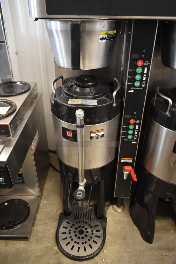2014 Grindmaster P-430 Stainless Steel Commercial Countertop Dual Coffee Machine w/ Hot Water Dispenser, 2 Satellite Servers and 2 Metal Brew Baskets. 120/240 Volts, 1 Phase.  - Image 4 of 9