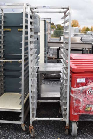 Metal Commercial Pan Transport Rack on Commercial Casters. 20.5x27x68