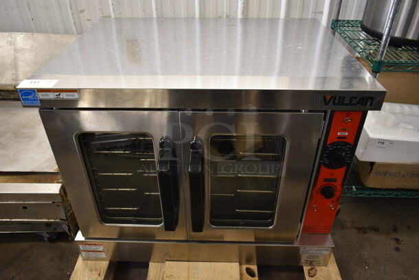 BRAND NEW SCRATCH AND DENT! Vulcan VC5GD-21D1Z Stainless Steel Commercial Propane Gas Powered Full Size Convection Oven w/ View Through Doors, Metal Oven Racks and Thermostatic Controls. 