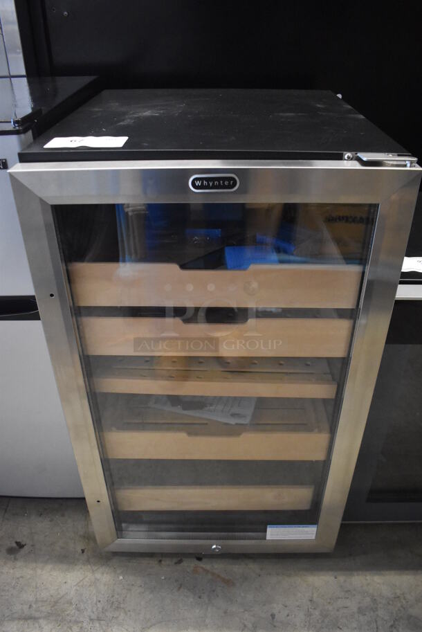 BRAND NEW SCRATCH AND DENT! Whynter CHC-421HC Metal Commercial Cigar Cabinet Cooler and Humidor Merchandiser. 110 Volts, 1 Phase. 19.5x22.5x33. Tested and Working! - Image 1 of 7