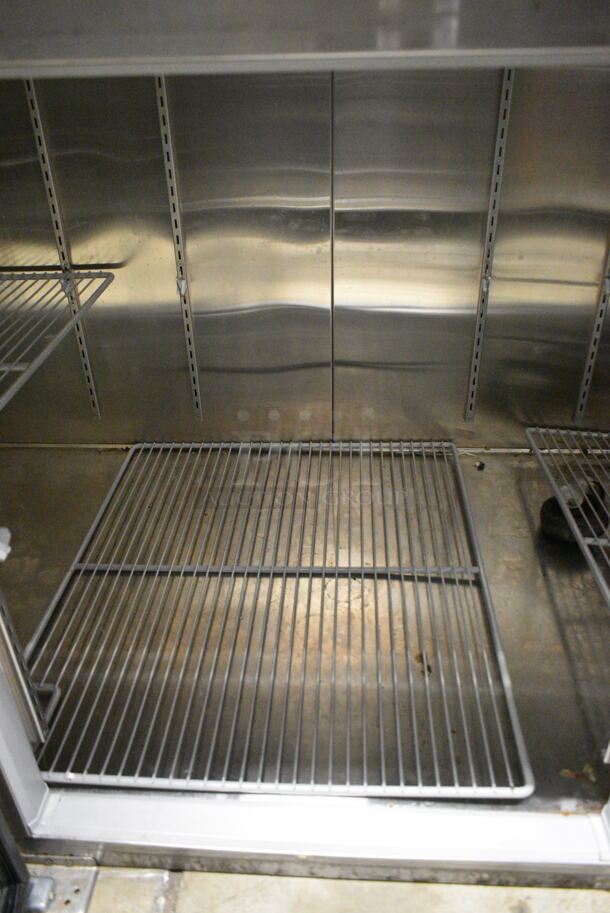 Endura MNR806SSG/0 Stainless Steel Commercial 6 Half Size Door Reach In Cooler Merchandiser w/ Poly Coated Racks and Commercial Casters. 115 Volts, 1 Phase. Tested and Working! - Image 7 of 11