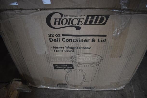 ALL ONE MONEY! Lot of BRAND NEW IN BOX! Choice HD Clear Disposable 32 oz Deli Containers w/ Lids.  - Image 3 of 3