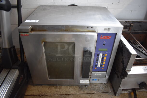 Lang Stainless Steel Commercial Countertop Electric Powered Half Size Convection Oven w/ View Through Door and Metal Oven Racks. 208/240 Volts, 1 Phase.  