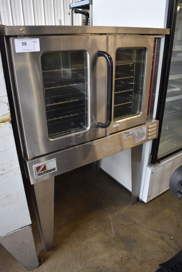 Southbend Model SLGS/12SC Stainless Steel Commercial Natural Gas Powered Full Size Convection Oven w/ View Through Doors, Metal Oven Racks and Thermostatic Controls. 38x37x57