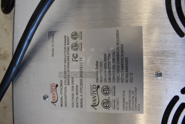 BRAND NEW SCRATCH AND DENT! Avantco 177IC3500 Single Countertop Induction Range. 208-240V. Tested and Working! - Image 4 of 5