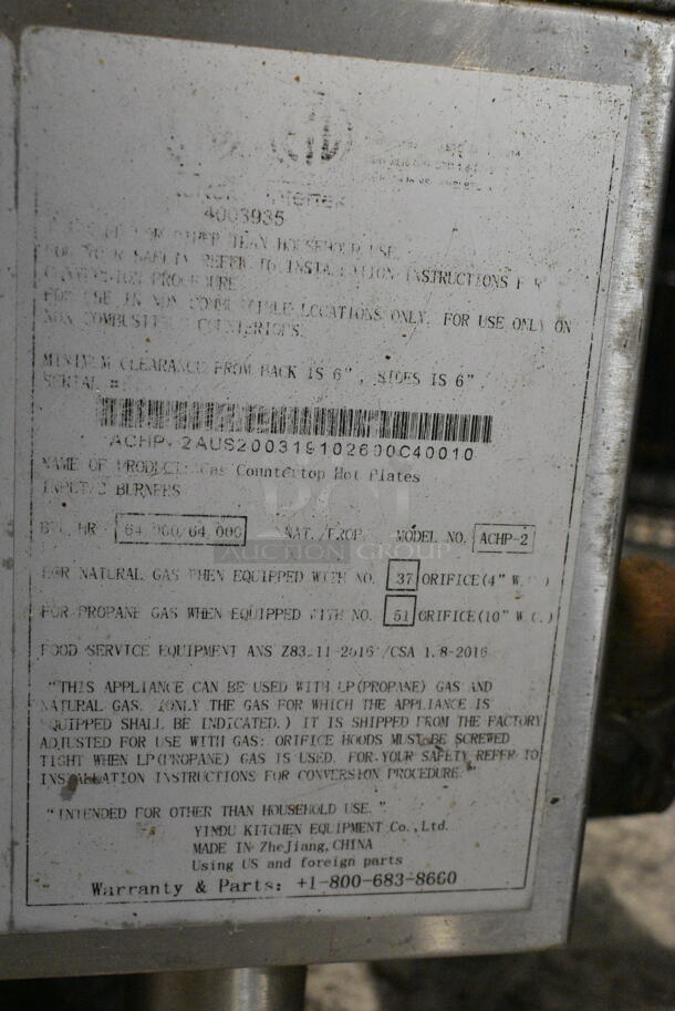 Cook Rite ACHP-2 Stainless Steel Commercial Countertop Natural Gas Powered Charbroiler Grill. 64,000 BTU.  - Image 3 of 3