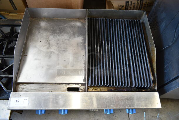 Prince Castle FHP36-18-1-.5RB Stainless Steel Commercial Countertop Natural Gas Powered Flat Top Griddle and Charbroiler.  - Image 2 of 6