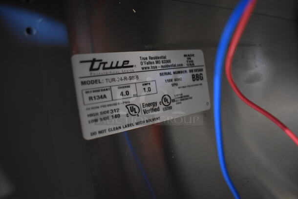 2016 True TUR-24-R-SS-B Stainless Steel Commercial Single Door Undercounter Cooler. 115 Volts, 1 Phase. 24x24x34. Tested and Does Not Power On - Image 4 of 6