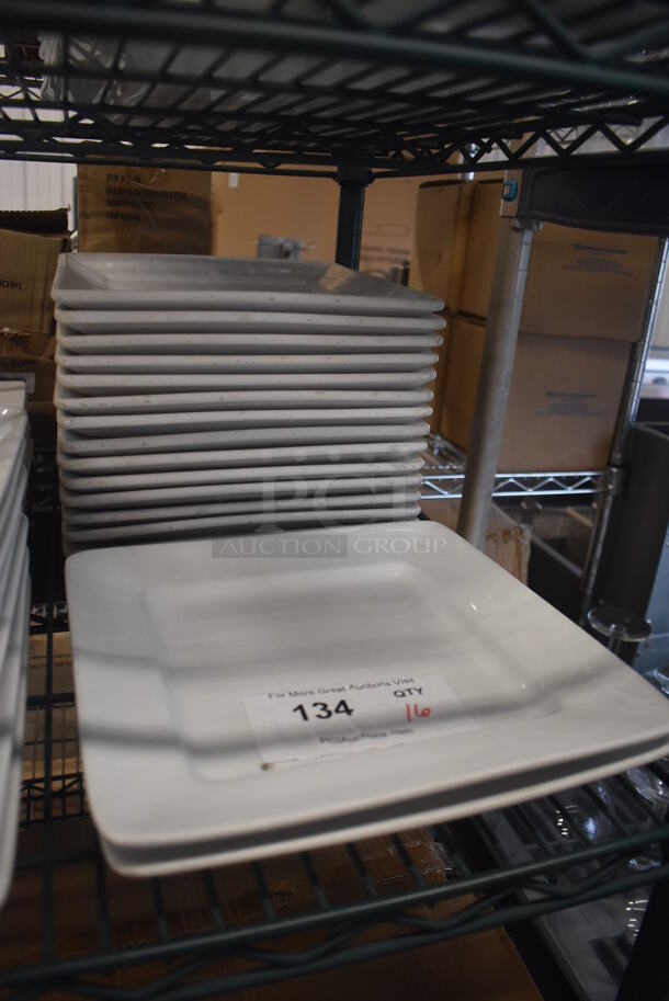 16 White Ceramic Square Plates. 10x10x1. 16 Times Your Bid! - Image 2 of 3