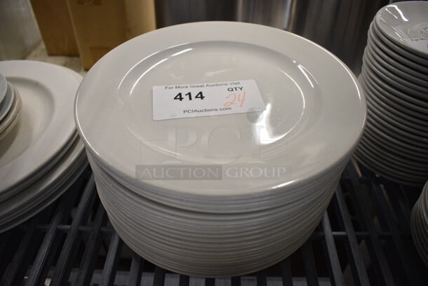 24 White Ceramic Plates. 10.25x10.25x1. 24 Times Your Bid!