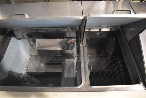 Delfield 4472N-3DM Commercial Stainless Steel Three Door Sandwich/Salad Prep Refrigerator Station on Commercial Casters. 115V/1 Phase. Can't Test Due To Cut Cord - Image 4 of 9