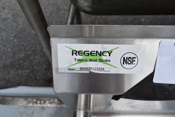 	BRAND NEW SCRATCH AND DENT! Regency 600S32323224 121" 16-Gauge Stainless Steel Three Compartment Commercial Sink with Galvanized Steel Legs and 2 Drainboards - 23" x 23" x 12" Bowls. No Legs. - Image 7 of 7
