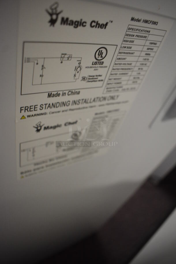 Magic Chef HMCF5W3 Free Standing Freezer. Tested and Working (Main Building) - Image 9 of 11