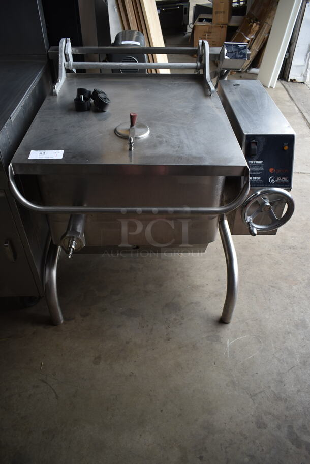 Groen BPM-30G Stainless Steel Commercial Floor Style Natural Gas Powered 30 Gallon Braising Pan. 104,000 BTU.  - Image 1 of 10