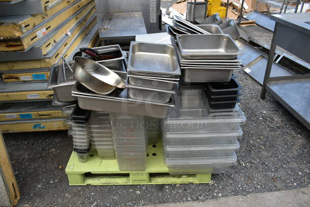 ALL ONE MONEY! PALLET LOT of Various Stainless Steel Drop In Bins and Poly Bins. - Image 1 of 4
