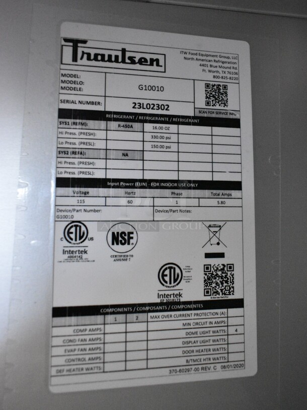 BRAND NEW! 2023 Traulsen G10010 Stainless Steel Commercial Single Door Reach In Cooler w/ Poly Coated Racks on Commercial Casters. 115 Volts, 1 Phase. Tested and Working! - Image 5 of 5