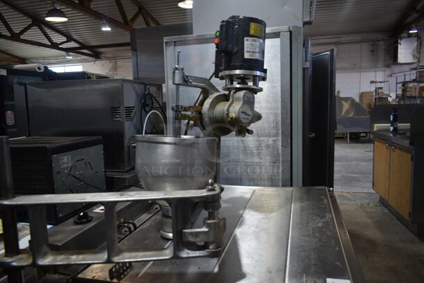 Belshaw 634 Stainless Steel Commercial Electric Powered Donut Fryer w/ Dough Dropper w/ Motor, Hopper and Plunger. 208/240 Volts, 3 Phase.  - Image 3 of 11
